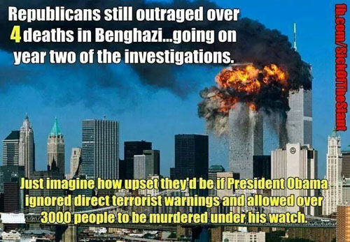 Republicans continue to whine over the Benghazi attacks while conveniently forgetting the massive security blunders of George W. Bush.