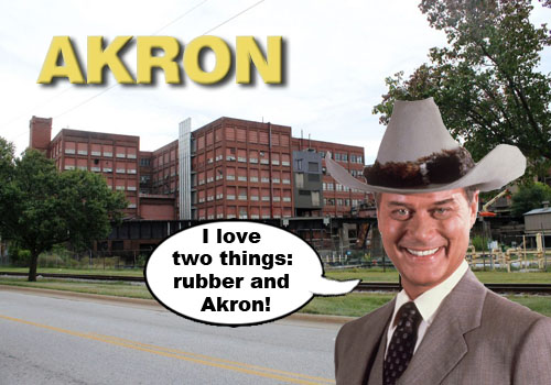 Rumor has it that Dallas was originally named Akron when it was first conceived by Hollywood writers. The show would revolve around the Ewing family who were rubber robber barons living in the rubber capital of the world, Akron, Ohio. Fortunately, veteran actor Larry Hagman suggested that the Ewings be a family of oil tycoons who lived on a sprawling ranch in the Texas city of Dallas, which was experiencing massive growth at the time. The result was one of the most popular television series of all time. The third season cliffhanger episode of "Who shot J.R.?" was one of the most watched episodes ever and made Larry Hagman a megastar. We can only imagine at how quickly the show would have been cancelled had it stayed in Akron.