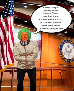 Chief Oompa Loompa, John Boehner, explains that President Obama is damned if he does and damned if he doesn't.