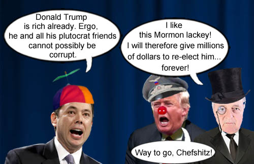 Smuggest congressman alive, Jason Chaffetz displays his faultless logic as head of the House Oversight Committee that plutocrats are saintly angels and poor people are corrupt vermin.