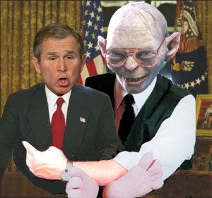 George Dubya Bush (dummy) and Vice President Dick Cheney (ventriloquist) performed their patented bamboozling act before the 9/11 Commission last week