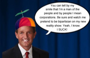Arizona senator Jeff Flake is a man of the people, if by people you mean corporations and he will also pretend to be bipartisan on his new reality show when in reality he's extremely partisan.