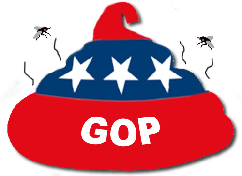 On the eve of the Republican convention, the GOP has revealed its brand new logo which more accurately represents its current ideology: a steaming pile of patriotic shit.