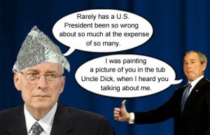 Dick Cheney talks about the worst President ever and George W. Bush shows up.