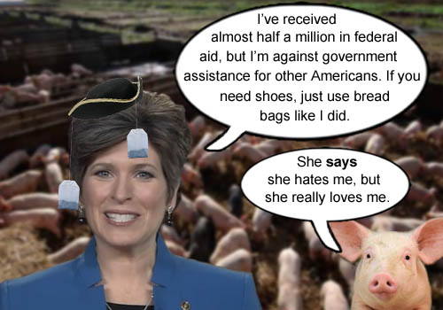 Joni Ernst professes to hate pork but in fact she and her farming family have benefited greatly from government assistance.