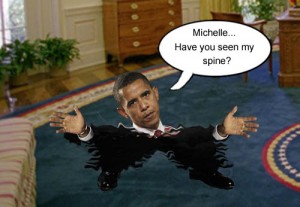 President Obama asks Michelle where his spine is