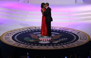 President Obama and First Lady Michelle Obama dance at the inauguration