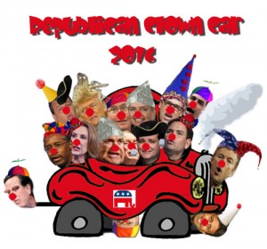 The Republican Clown Car for the 2016 Presidential election, also known as Con-a-thon 2016.