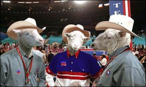 RNC 2004 - Texas sheeple wait for orders from Bush on what to think and do