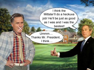 Mitt Romney gets a thumbs up from George W. Bush, the bestest president ever