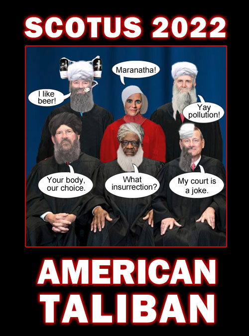 With their recent repressive and regressive decisions concerning abortion, guns, prayer and the environment, the justices of the Roberts court have established themselves as the American Taliban and a complete joke.