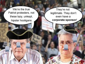 Cactus Corners Teabaggers Harold and Martha Kowalski explain that the Occupy Wall Street protesters aren't legitimate because they lack a corporate sponsor