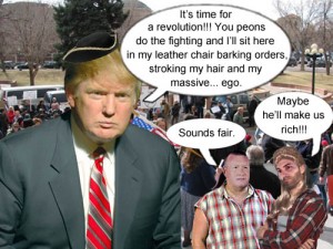 Megalomaniac Donald Trump vows to do his part in the coming conservative revolution.